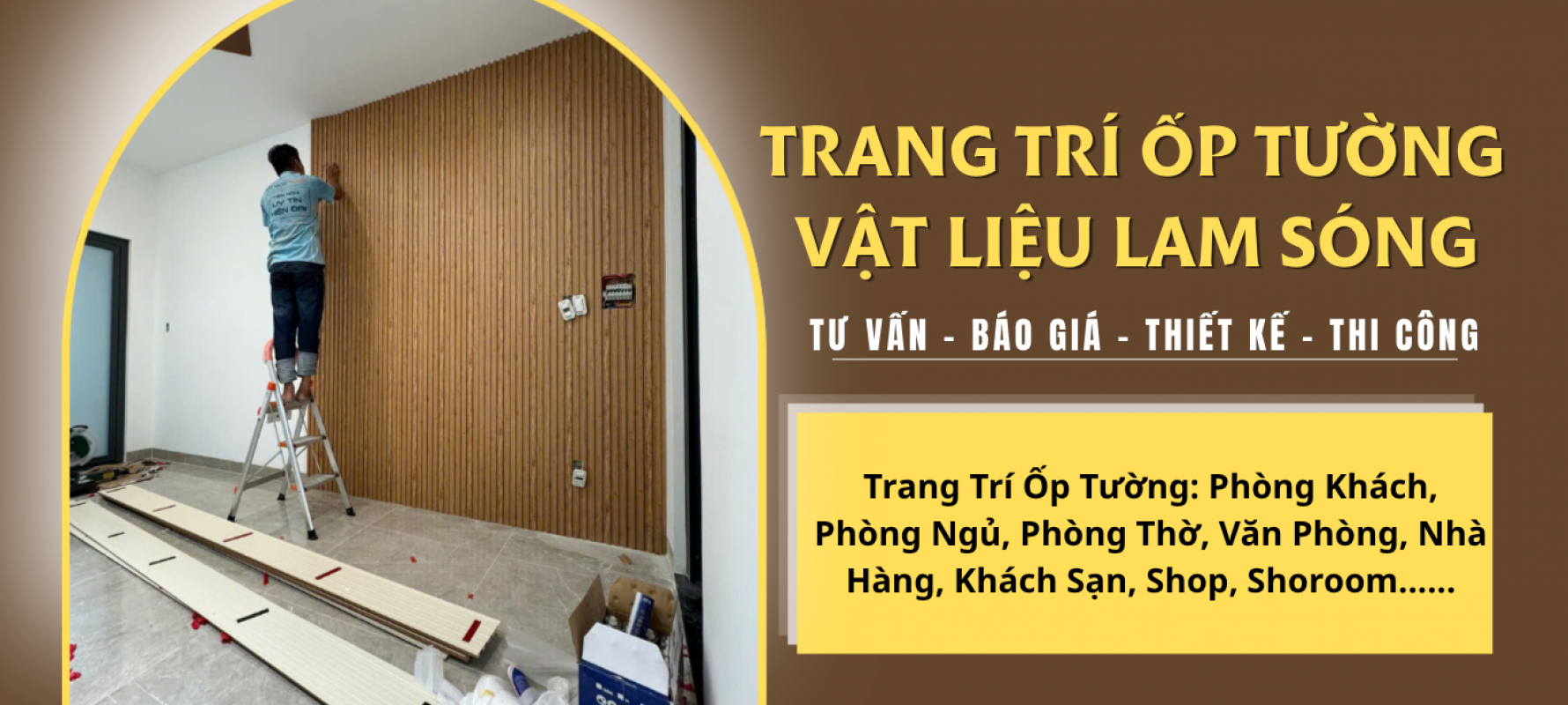 THI CÔNG ỐP TƯỜNG LAM SÓNG 