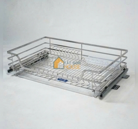 KỆ  ĐỰNG XOONG NỒI-BÁT ĐĨA NAN DẸT INOX 304, RAY ÂM GIẢM CHẤN