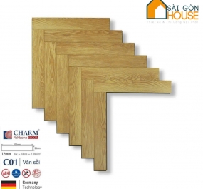  Sàn gỗ Charm xương cá C01 (12mm)  Giá Vật Tư: 375.000 Vnd/m2