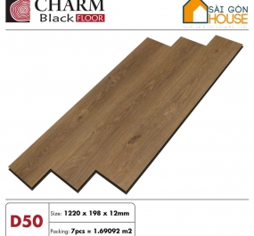 Sàn gỗ Charm Wood (12mm)  Cốt đen D50 -  Giá Vật Tư: 375.000Vnd/m2
