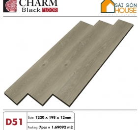 Sàn gỗ Charm Wood (12mm)  Cốt đen D51 - Giá Vật Tư: 375.000Vnd/m2