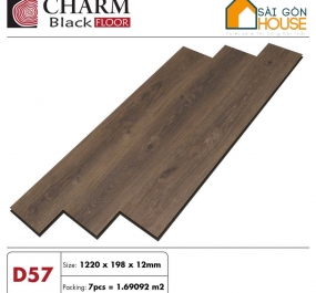 Sàn gỗ Charm Wood (12mm)  Cốt đen D57 -  Giá Vật Tư: 375.000Vnd/m2