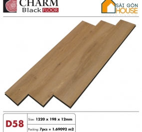 Sàn gỗ Charm Wood (12mm)  Cốt đen D58 -  Giá Vật Tư: 375.000Vnd/m2