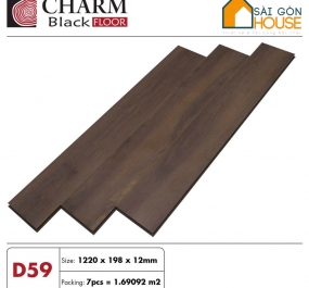 Sàn gỗ Charm Wood (12mm)  Cốt đen D59 -  Giá Vật Tư: 375.000Vnd/m2