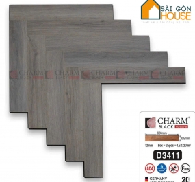 Sàn Gỗ Charm Wood Xương Cá (12mm Cốt Đen) D3411 - Giá Vật Tư: 415.000Vnd/m2