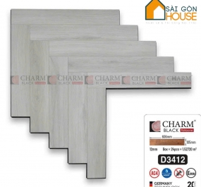 Sàn Gỗ Charm Wood Xương Cá (12mm Cốt Đen) D3412 - Giá Vật Tư: 415.000Vnd/m2