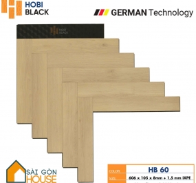 Sàn gỗ Hobi Black xương cá HB60 (8mm) Giá Vật Tư: 365.000 Vnd/m2