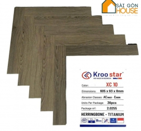 Sàn gỗ Kroo Star xương cá XC10 (8mm) Giá Vật Tư: 350.000 Vnd/m2