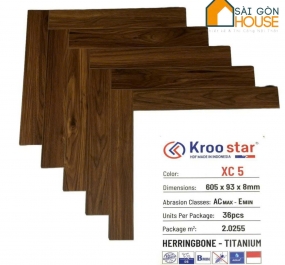 Sàn gỗ Kroo Star xương cá XC5 (8mm) - Giá Vật Tư: 350.000 Vnd/m2