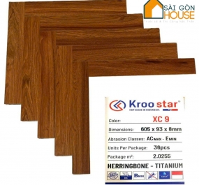 Sàn gỗ Kroo Star xương cá  XC9 (8mm) Giá Vật Tư: 350.000 Vnd/m2