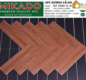 Sàn nhựa xương cá Mikado HP4008 6mm (1.5mm Đế Cao Su)
