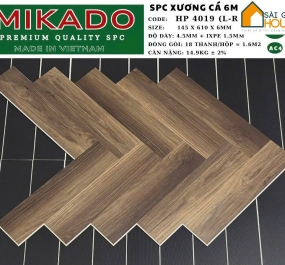 Sàn nhựa xương cá Mikado HP4019 6mm (1.5mm Đế Cao Su)