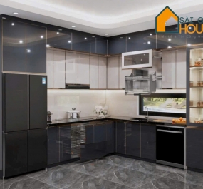 Tủ Bếp Nhôm Cánh Kính 