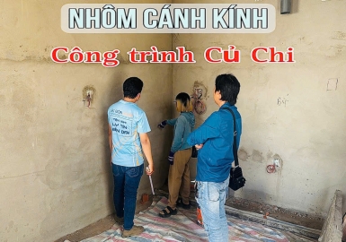Chốt Đơn Tủ Bếp Nhôm Cánh Kính - Công Trình Củ Chi 