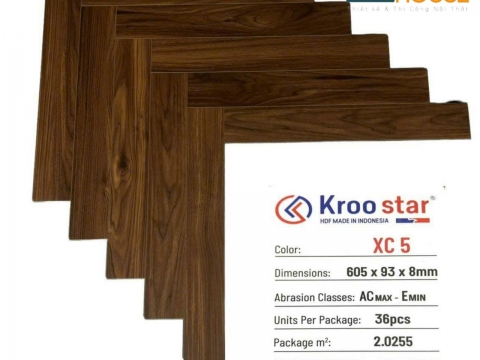 Sàn gỗ Kroo Star xương cá XC5 (8mm) - Giá Vật Tư: 350.000 Vnd/m2