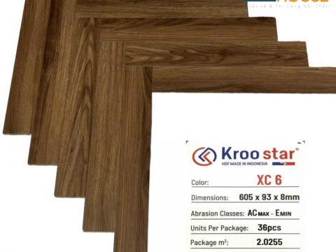 Sàn gỗ Kroo Star xương cá XC6  (8mm) Giá Vật Tư: 350.000 Vnd/m2